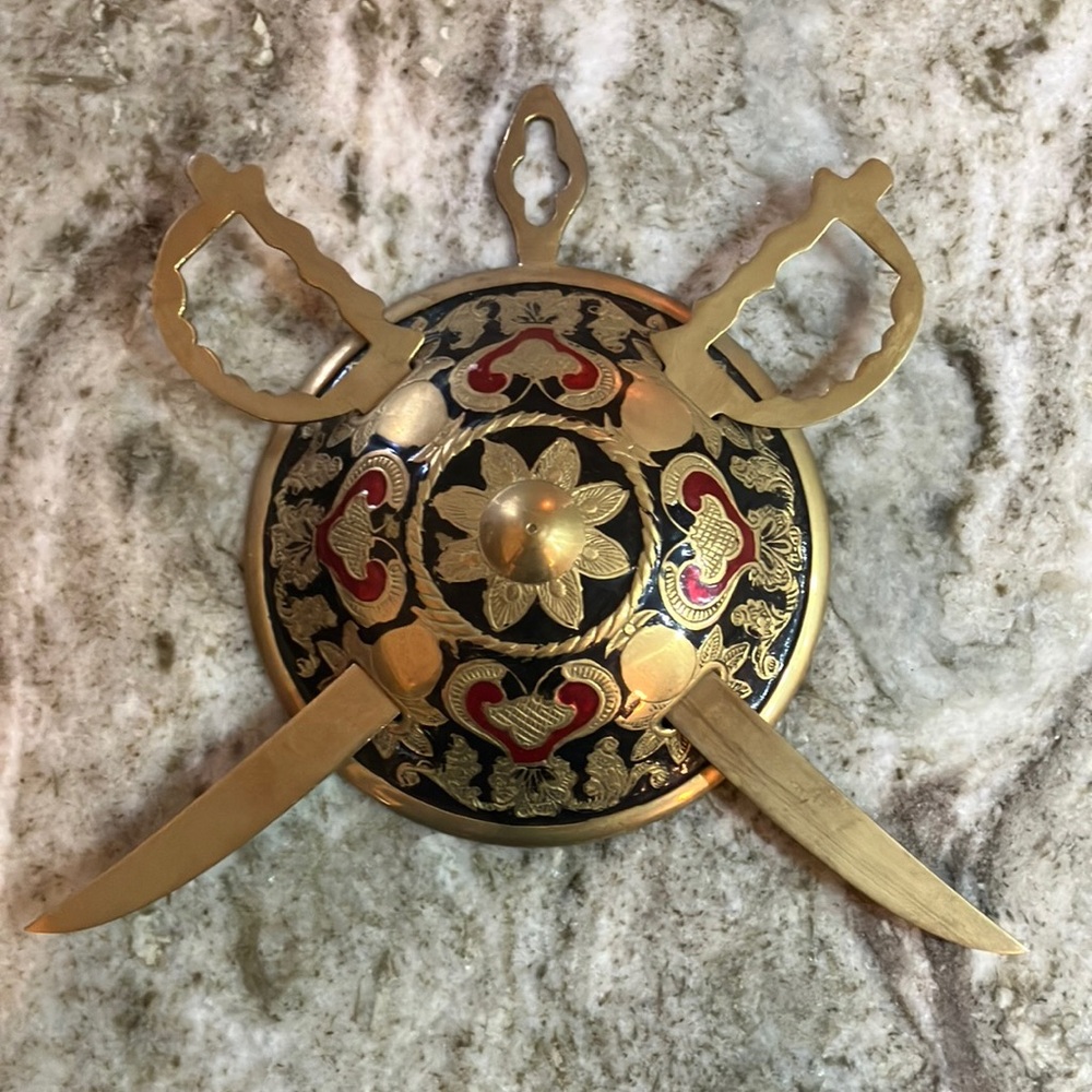 Brass Swords & Shield Decorative Wall Hanging